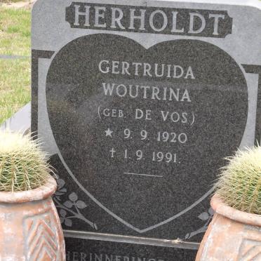 HERHOLDT Gertruida Woutrina nee DE VOS 1920-1991