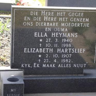 HEYMANS Ella 1940-1998 :: HARTSLIEF Elizabeth 1907-1982