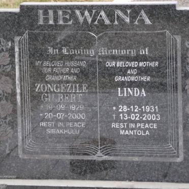HEWANA Zongezile Gilbert 1929-2000 &amp; Linda 1931-2003