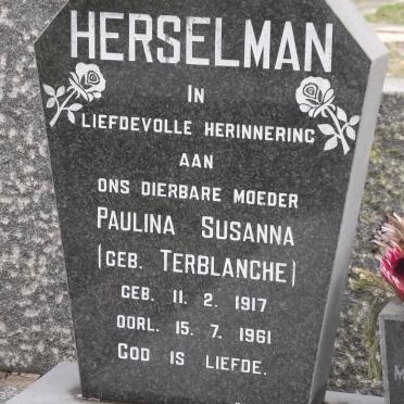 HERSELMAN Paulina Susanna nee TERBLANCHE 1917-1961