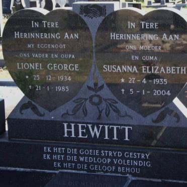 HEWITT Lionel George 1934-1985 &amp; Susanna Elizabeth 1935-2004