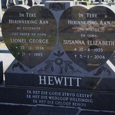 HEWITT Lionel George 1934-1985 &amp; Susanna Elizabeth 1935-2004