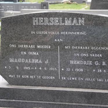 HERSELMAN Hendrik G.B. 1908-1971 &amp; Magdalena J. 1915-1983