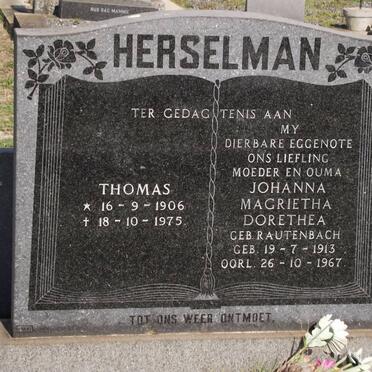 HERSELMAN Thomas 1906-1975 &amp; Johanna Magrietha Dorothea RAUTENBACH 1913-1967