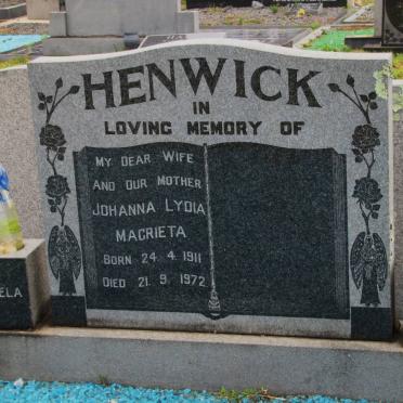 HENWICK Johanna Lydia Magrieta 1911-1972