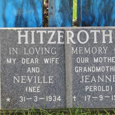 HITZEROTH Neville Jeanne nee PEROLD 1934-1997