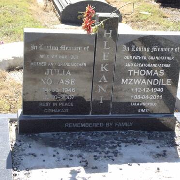 HLEKANI Thomas Mzwandile 1940-2011 &amp; Julia Nowase 1946-2007