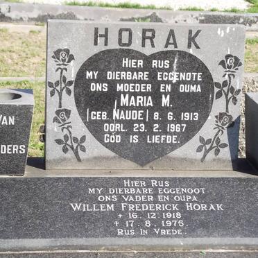 HORAK Willem Frederick 1918-1975 &amp; Maria M. NAUDE 1913-1967