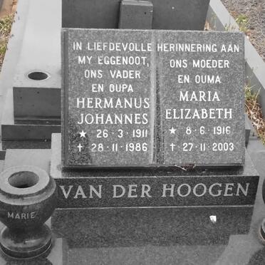 HOOGEN Hermanus Johannes, van der 1911-1986 &amp; Maria Elizabeth 1916-2003