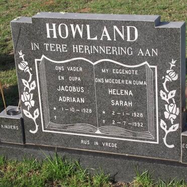 HOWLAND Jacobus Adriaan 1928- &amp; Helena Sarah 1928-1992