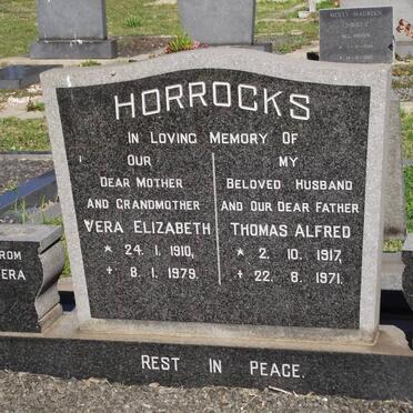 HORROCKS Vera Elizabeth 1910-1979 &amp; Thomas Alfred 1917-1971