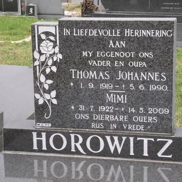 HOROWITZ Thomas Johannes 1919-1990 &amp;  Maria J. 1922-2009