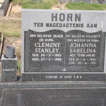 HORN Clement Stanley 1923-1999 &amp; Johanna Sarelina TERBLANCHE 1926-1991