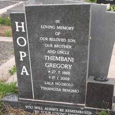 HOPA Thembani Gregory 1969-2009