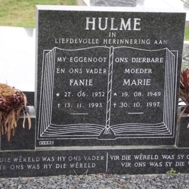 HULME Fanie 1952-1993 &amp; Marie 1949-1997
