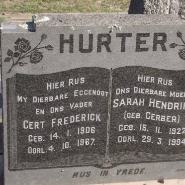HURTER Gert Frederick 1906-1967 &amp; Sarah Hendrika GERBER 1922-1994