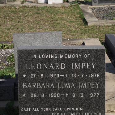 IMPEY Leonard 1920-1976 &amp; Barbara Elma 1920-1977