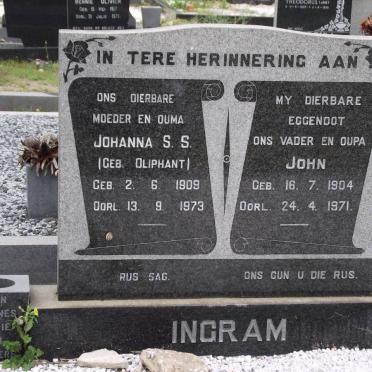 INGRAM John 1904-1971 &amp; Johanna S.S. OLIPHANT 1909-1973