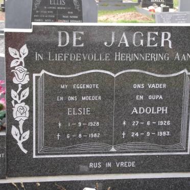 JAGER Adolph, de 1926-1993 &amp; Elsie 1928-1982
