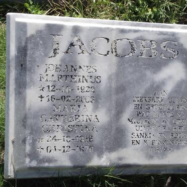 JACOBS Johannes Marthinus 1922-2003 &amp; Catherina Christina 1916-1976