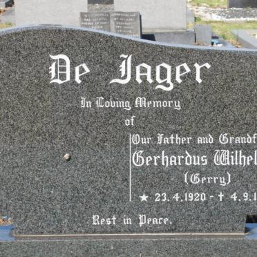 JAGER Gerhardus Wilhelmus, de 1920-1975