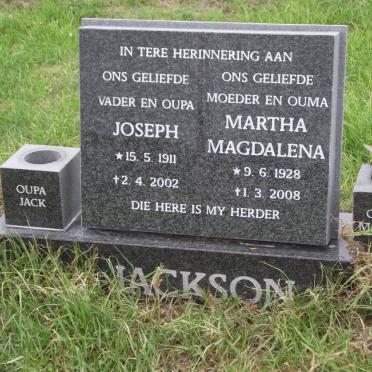 JACKSON Joseph 1911-2002 &amp; Martha Magdalena 1928-2008