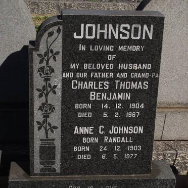 JOHNSON Charles Thomas Benjamin 1904-1967 &amp; Anne C. RANDALL 1903-1977