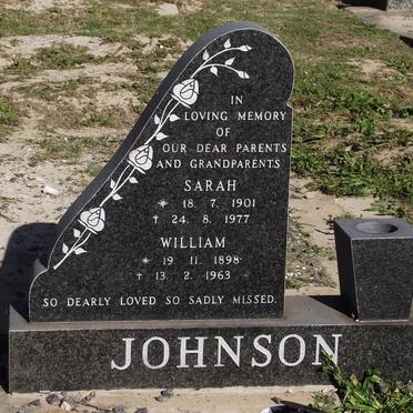 JOHNSON William 1898-1963 &amp; Sarah 1901-1977