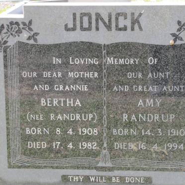 JONCK Bertha nee RANDRUP 1908-1982 :: RANDRUP Amy 1910-1994