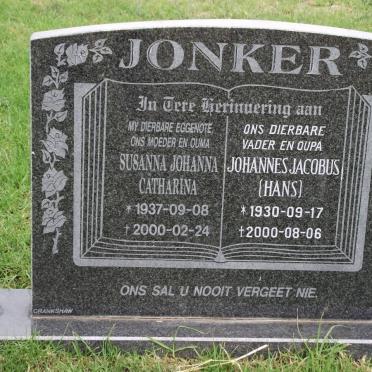 JONKER  Johannes Jacobus 1930-2000 &amp; Susanna Johanna Catharina 1937-2000
