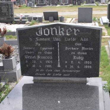 JONKER Wessel Francois 1909-1986 &amp; Ruby 1920-1999