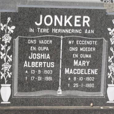 JONKER Joshia Albertus 1903-1981 &amp; Mary Magdalene 1902-1980
