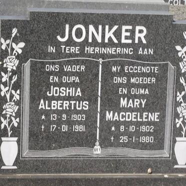 JONKER Joshia Albertus 1903-1981 &amp; Mary Magdalene 1902-1980