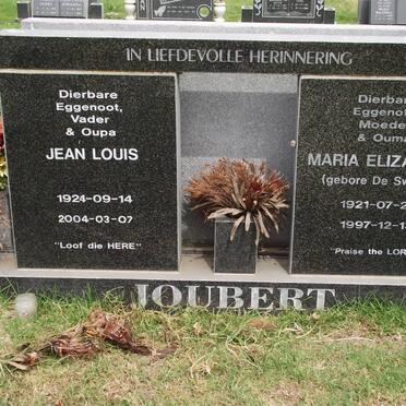 JOUBERT Jean Louis 1924-2004 &amp; Maria Elizabeth DE SWARDT 1921-1997