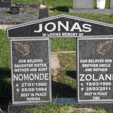 JONAS Nomonde 1960-1994 :: JONAS Zolani 1990-2011