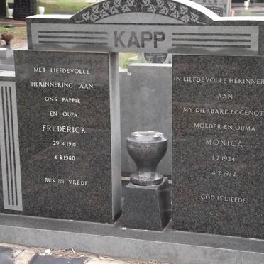 KAPP Frederick 1916-1980 &amp; Monica 1924-1972