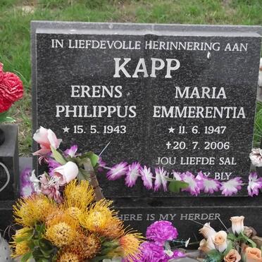 KAPP Erens Philippus 1943- &amp; Maria Emmerentia 1947-2006