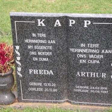 KAPP Arthur 1916-1997 &amp; Freda 1922-1996