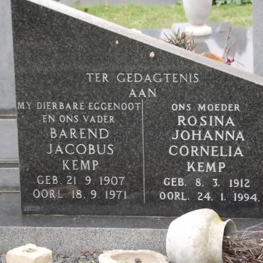 KEMP Barend Jacobus 1907-1971 &amp; Rosina Johanna Cornelia 1912-1994