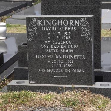 KINGHORN David Elpers 1915-1985 &amp; Hester Antoinetta 1921-1989