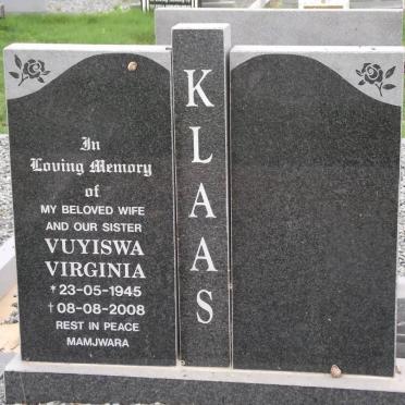 KLAAS Vuyiswa Virginia 1945-2008
