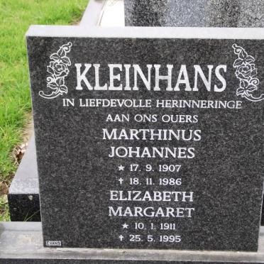 KLEINHANS Marthinus Johannes 1907-1986 &amp; Elizabeth Margaret 1911-1995