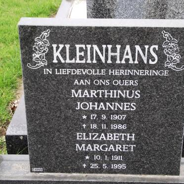 KLEINHANS Marthinus Johannes 1907-1986 &amp; Elizabeth Margaret 1911-1995