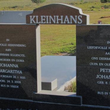 KLEINHANS Petrus Johannes 1934- &amp; Johanna Margaritha 1935-2009