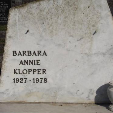 KLOPPER Barbara Annie 1927-1978