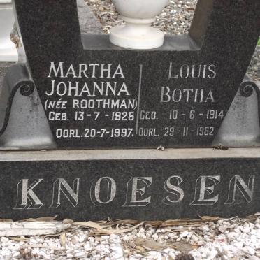 KNOESEN Louis Botha 1914-1962 &amp; Martha Johanna ROOTHMAN 1925-1997