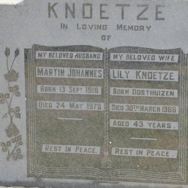KNOETZE Martin Johannes 1918-1970 &amp; Lily OOSTHUIZEN -1966