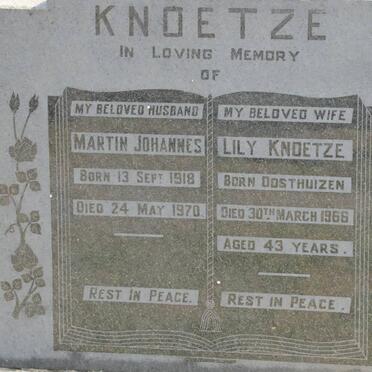KNOETZE Martin Johannes 1918-1970 &amp; Lily OOSTHUIZEN -1966
