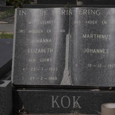 KOK Marthinus Johannes 1925-2005 &amp; Johanna Elizabeth GOUWS 1933-1988