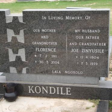 KONDILE Joe Zinyusile 1904-1979 &amp; Florence 1911-2004